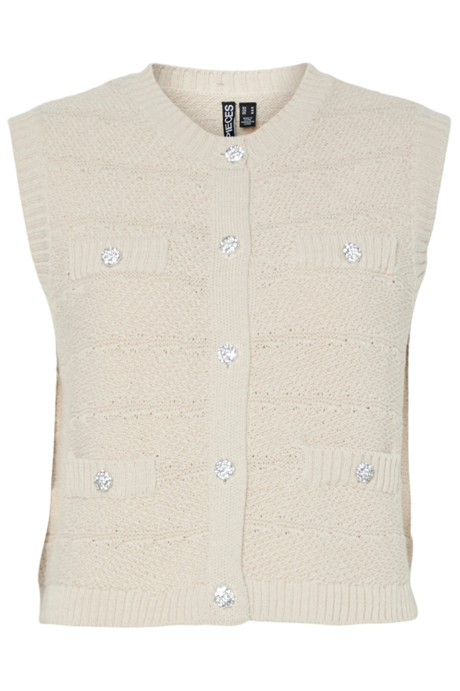 PCJENA SL O-NECK KNIT VEST BC 17159479 SILVER LINING